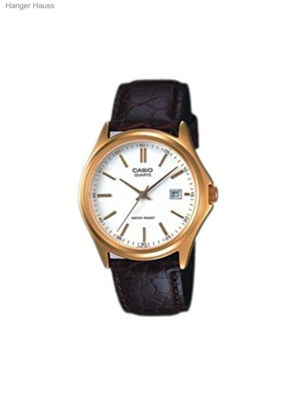 Casio Men's Gold Analog Dress Watch with Croc-Leather Band and Date